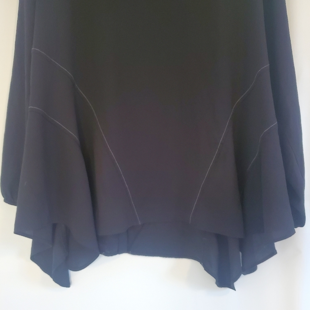 LOGO Women's Size L black lagonlook button front asymmetrical blouse - Picture 9 of 10